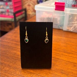 New Gold tone Drop Earrings with Emerald like Accents green for st Patrick’s day
